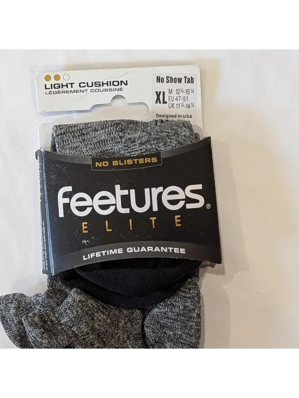 1 Pair Feetures Elite Ultra Light Cushion No Show Tab Running Socks Size XL